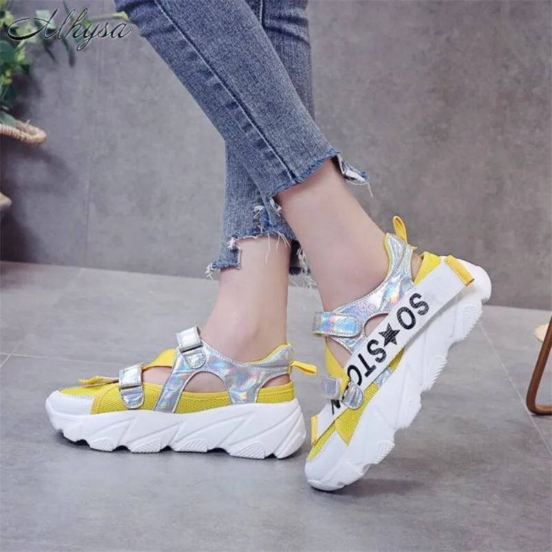 Женские сетчатые кроссовки повседневные дышащие на платформе со шнуровкой