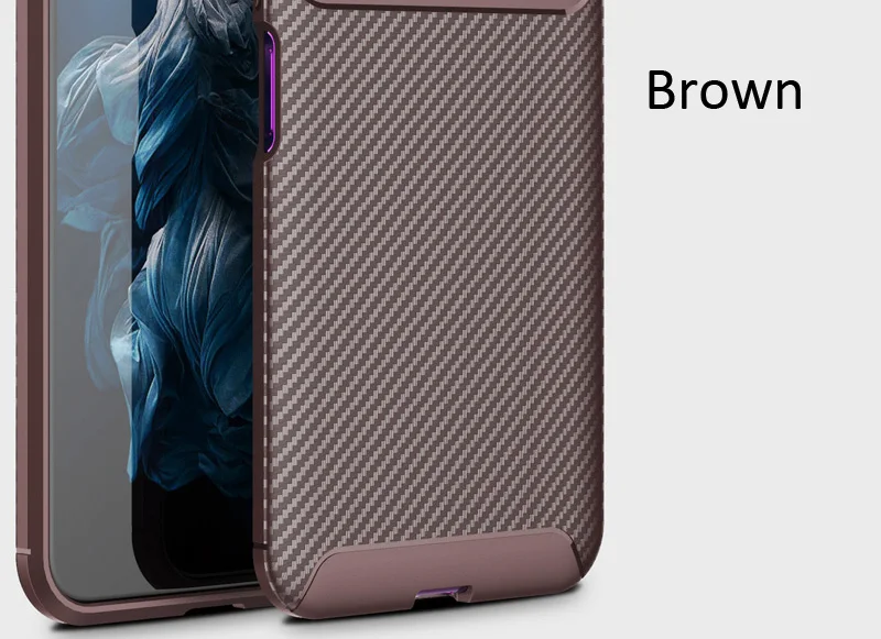 Brown Чехол из углеродного волокна для huawei Honor 20 Pro View 20, ТПУ, силиконовая Матовая защитная накладка из волоконной ткани - Цвет: Brown