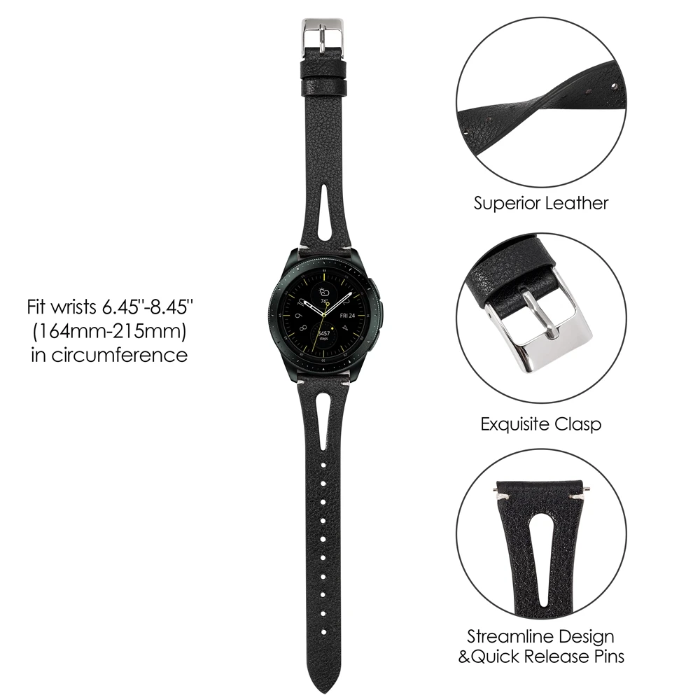 Модный кожаный ремешок для samsung Galaxy Watch 20 мм 22 мм ремешок из натуральной кожи браслет 2 упаковки для samsung gear S3 Frontier
