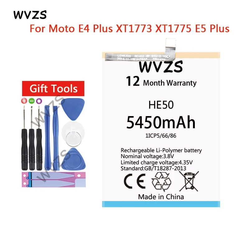 Wvzs 5450 мАч литий-полимерный аккумулятор HE50 для Motorola Moto E4 Plus XT1775 XT1770 XT1771 E5 батареи |