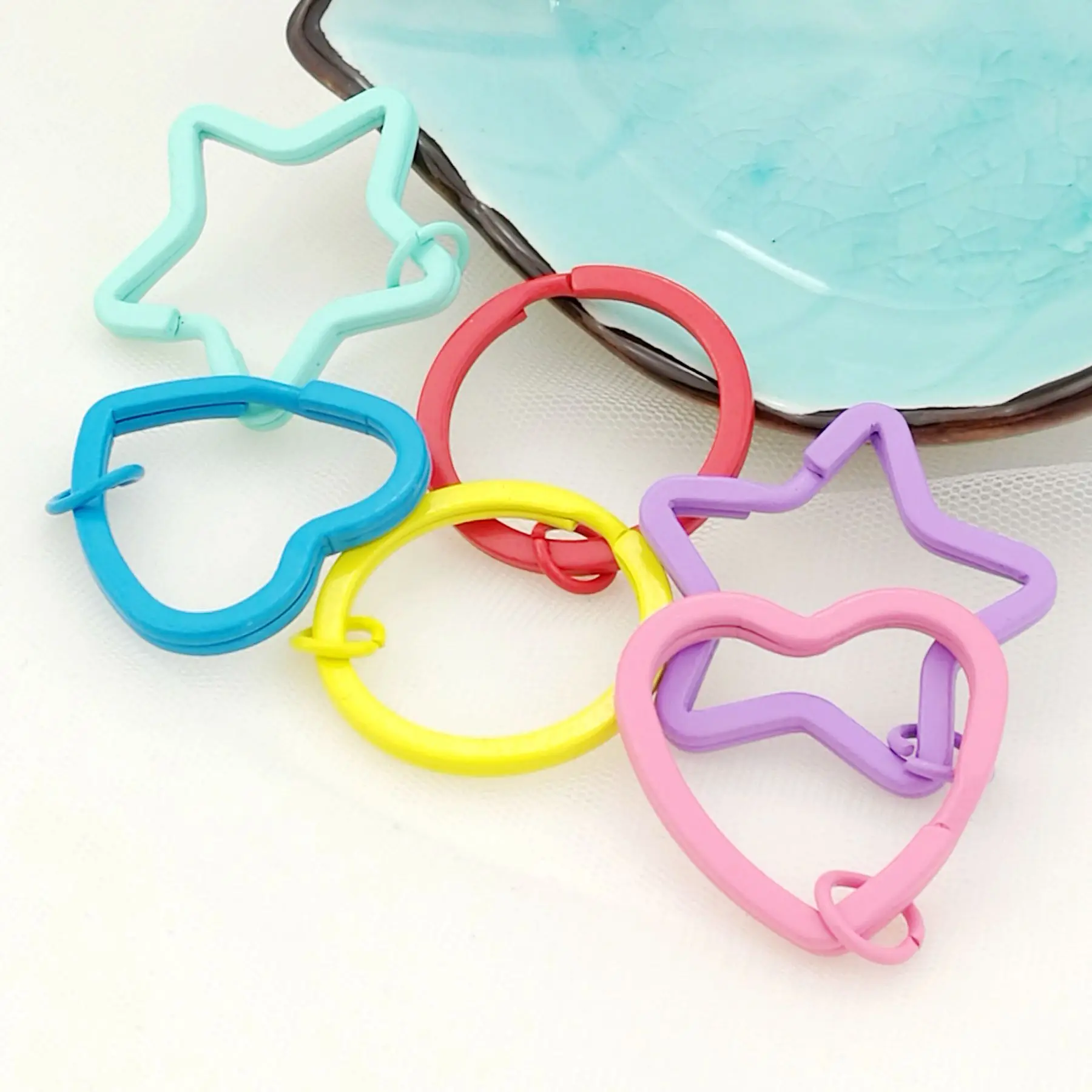 4 шт. кольцо для ключей с пятиугольной звездой металлическим покрытием