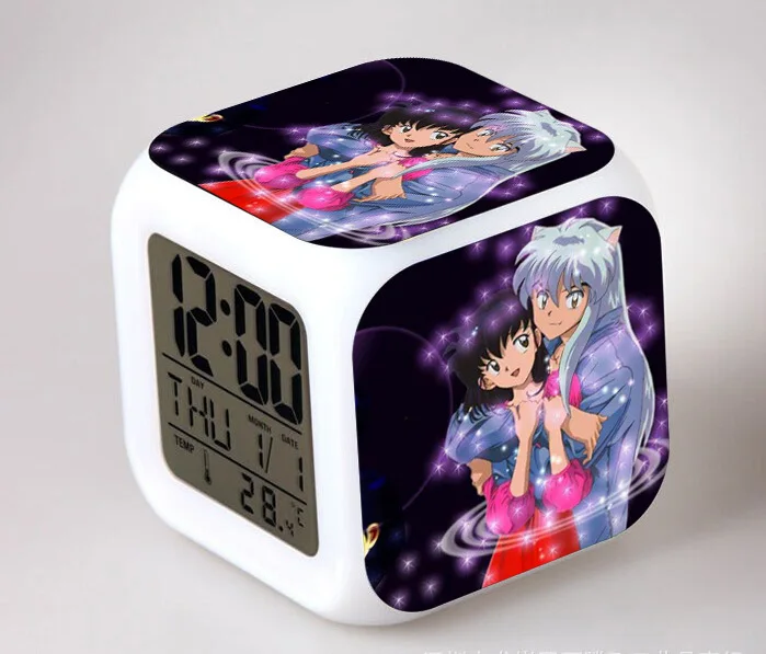 Японское аниме инуяся Higurashi Кагоме 7 цветов меняющийся цифровой будильник