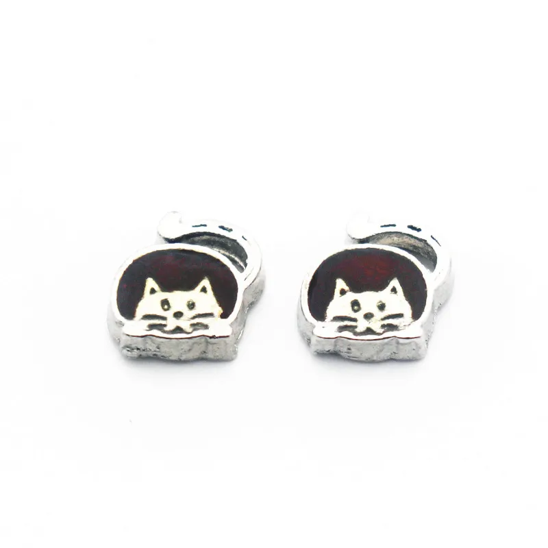 Новинка 10 шт./лот эмаль кофе кот животные плавающие амулеты для жизни стекло