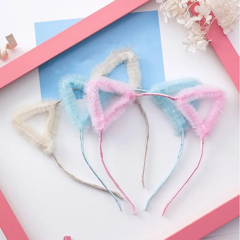 Sweet Lace Cat Animal Ear Headband Women Girls Headwear Birthday Hair Accessories Party Favors| |