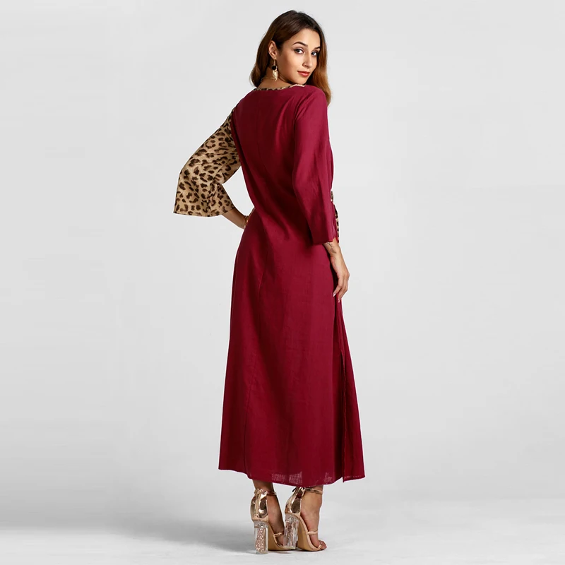 Длинное леопардовое платье макси MISSJOY Vestidos Largos с поясом 2018 Осеннее сексуальное