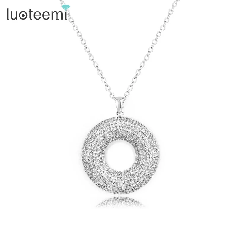 Ожерелье LUOTEEMI Женское из белого золота обручальное колье с крошечным кристаллом