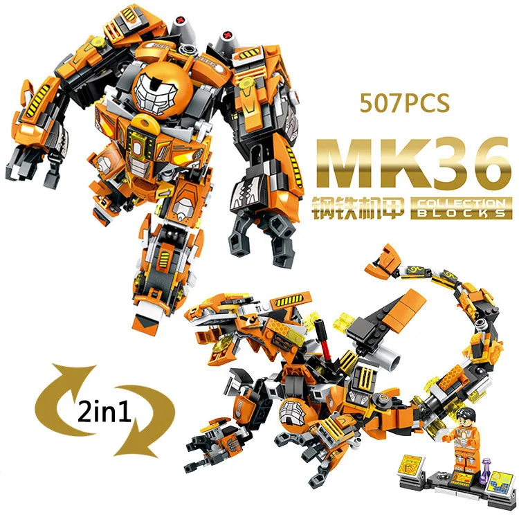 Marvel, супергерои, Железный человек, броня, строительный блок MK17 MK42 MK46 MK36 MK38, халкбастер, патриот, Тони Старк, фигурки дракона, игрушки - Цвет: MK36