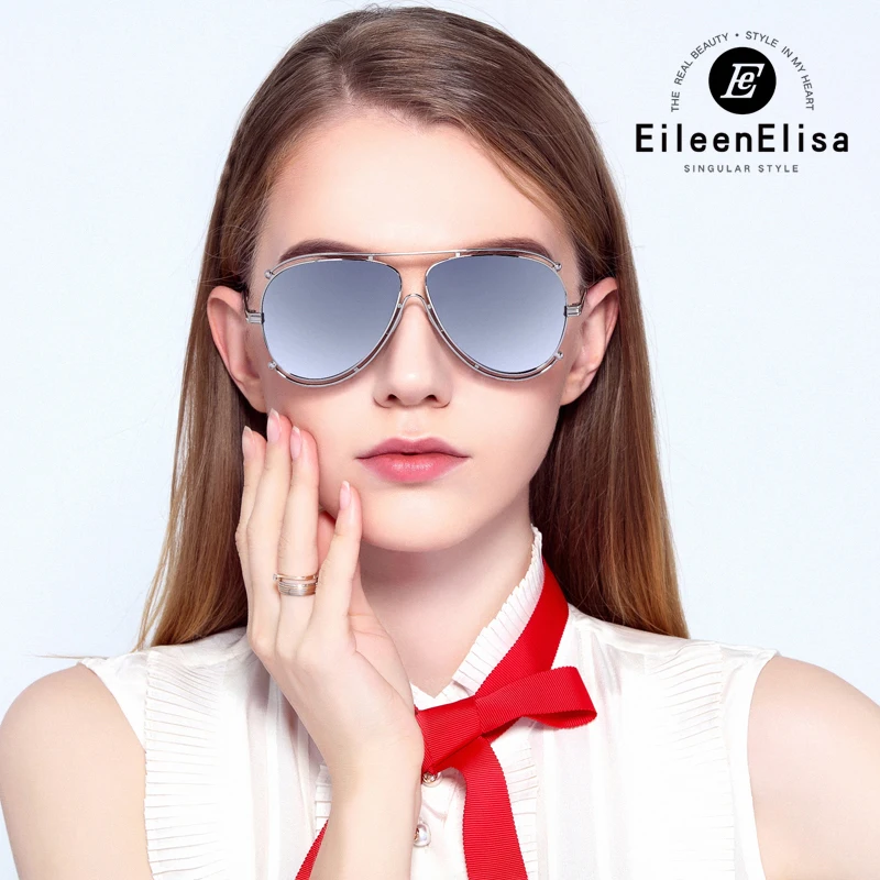 

EE Pilot Sunglasses Women Alloy Frame Mirror Coating lens Eyewear with Packing Box Oculos De Sol Feminino Female Sun Glasses