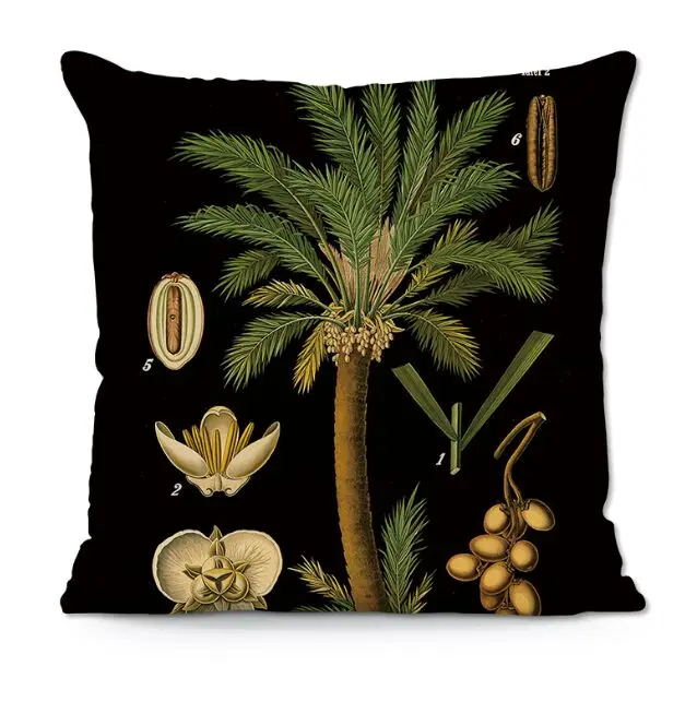 Черный Чехол на подушку coco tree наволочка с тропической пальмой Наволочка стул из