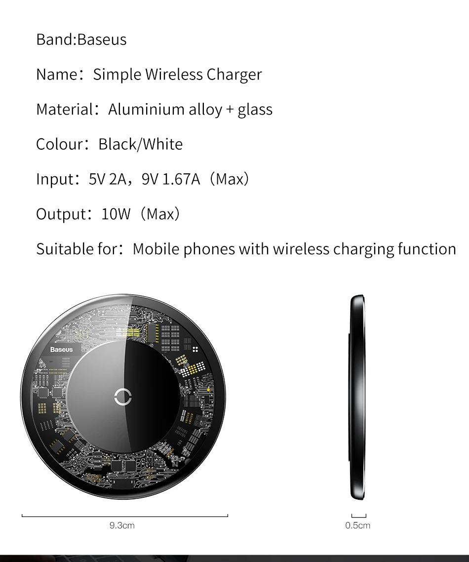 Baseus 10 W Qi Беспроводной Зарядное устройство для iPhone X/XS Max XR 8 8 плюс Видимый быстро Беспроводной зарядного устройства для samsung S8 S9/S9+ примечание 9 8