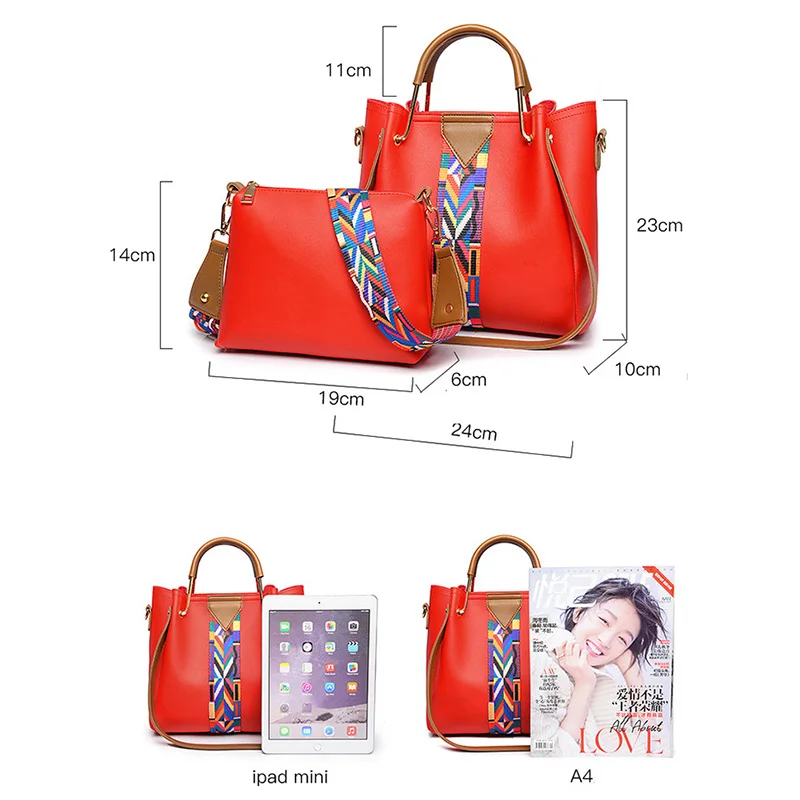 2018 женские сумки 2 шт./компл. композитные через плечо большой емкости Женские