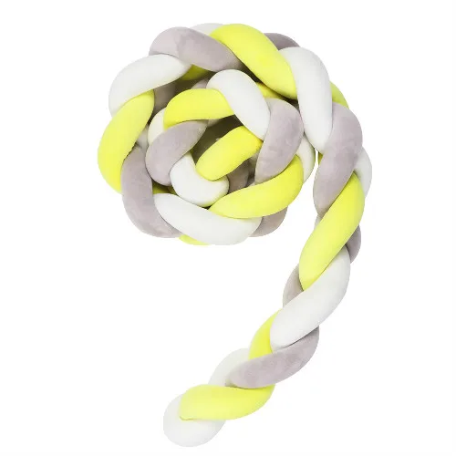 2M-Gray White Yellow 1 шт., 1 м/2 м/3 м, ручная работа, скандинавский узел для новорожденных, кровать, бампер, длинная узелковая тесьма, подушка для детской кроватки, бампер, узел, детская кроватка, декор для комнаты - Цвет: 2M-Gray White Yellow