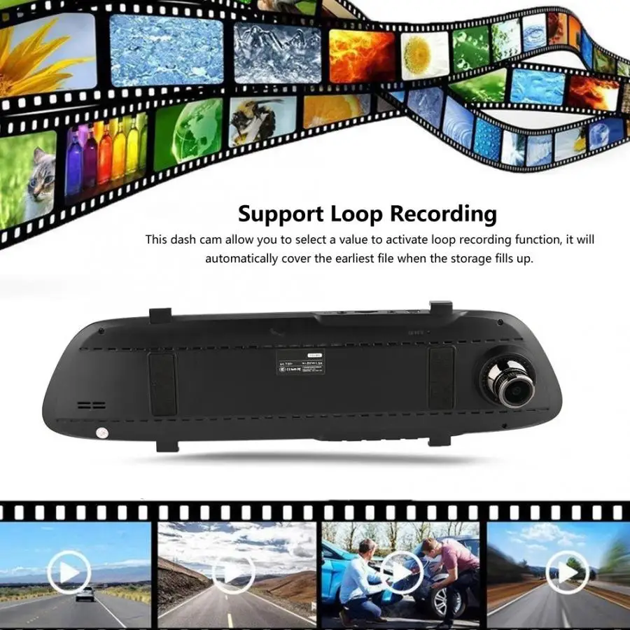 DVR камера 5 дюймов IPS Автомобильный видеорегистратор с сенсорным экраном зеркало