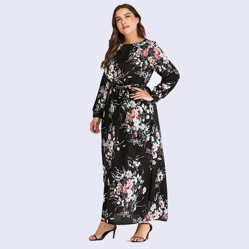 Женские офисные богемные платья макси с принтом летние пляжные длинным рукавом и