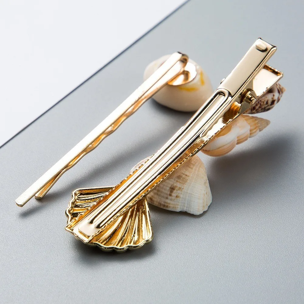 Boho Real Shell Conch Hair Clips For Women 2PCS Bohemian Simulated Pearl Barrettes Pins Jewelry Accessories Bobby Pin | Украшения и