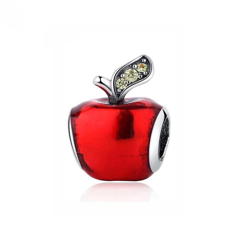 Apple Аутентичное Стерлинговое Серебро 925 Шарм подходит для браслета Пандора Diy талисманы бусины сказка мультфильм мышь ювелирные изделия Рождество - Цвет: Apple