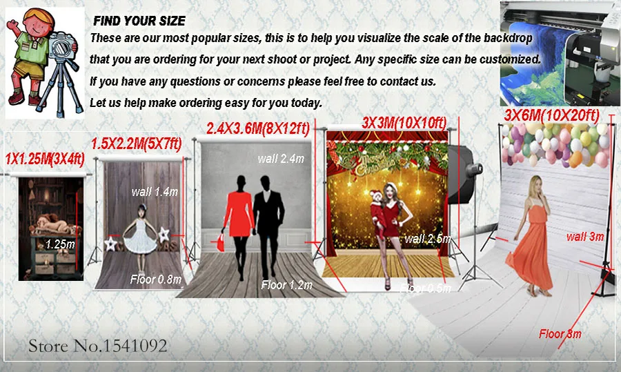 Виниловый фон на заказ для фотосъемки с изображением фруктов из мультфильма