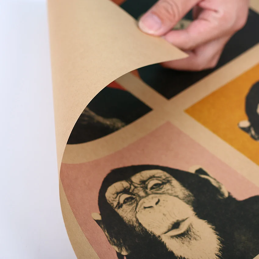TIE LER ВИНТАЖНЫЙ ПЛАКАТ Gorilla наклейки на стену кухня ретро крафт бумага плакаты