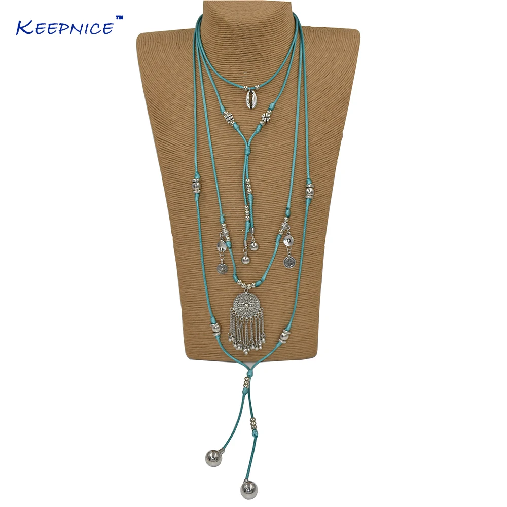 Длинное ожерелье ручной работы из вощеного шнура|long necklace|pendant necklacetassel pendant |