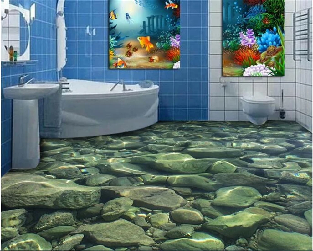 Водонепроницаемый самоклеющиеся обои 3D галька ванная комната трехмерный