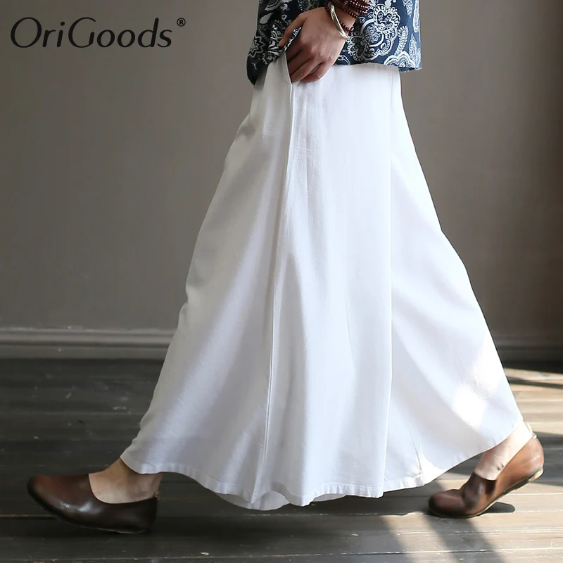 OriGoods White Harem Pants Women Elastic waist Trousers 2019 Summer Cotton Linen Novelty Pantalon A424 | Женская одежда