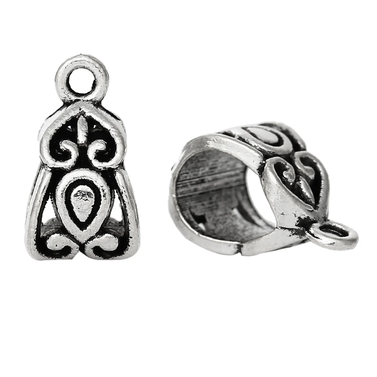 

DoreenBeads 50 PCs Silver Color Bails Beads Fit European Charm Bracelets 14x8mm (B03788), yiwu