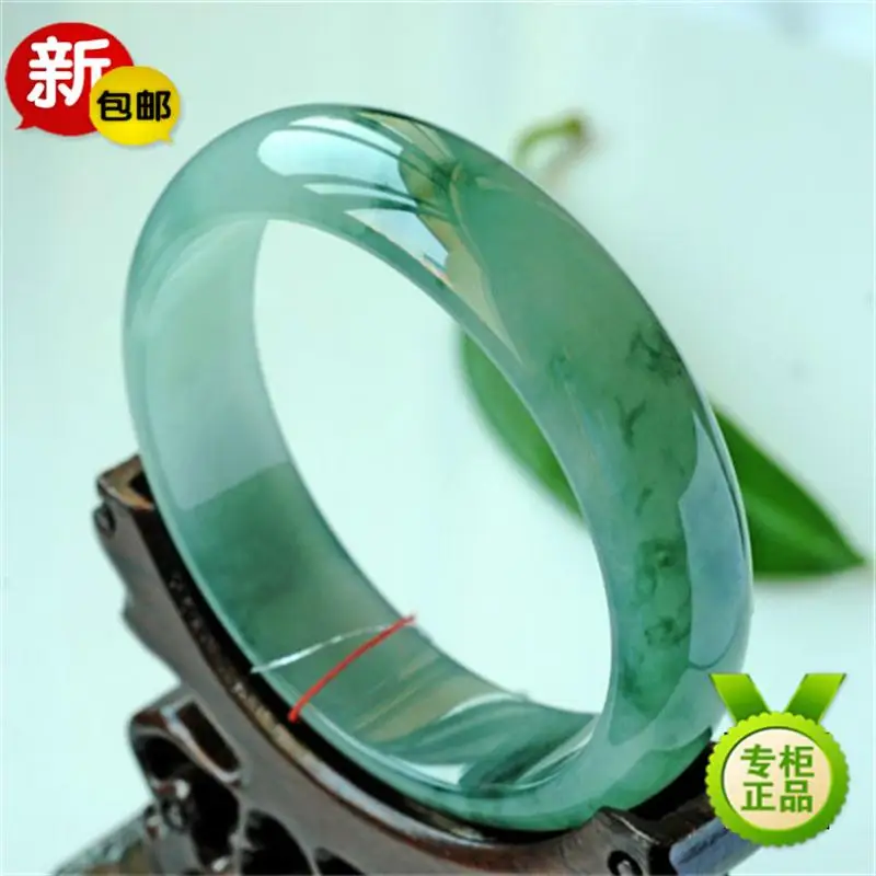 

Fine Jewelry>>Bangle Jade bracelet natural Myanmar Burma kind of light green full green floating Royal bracelet Violet floatin
