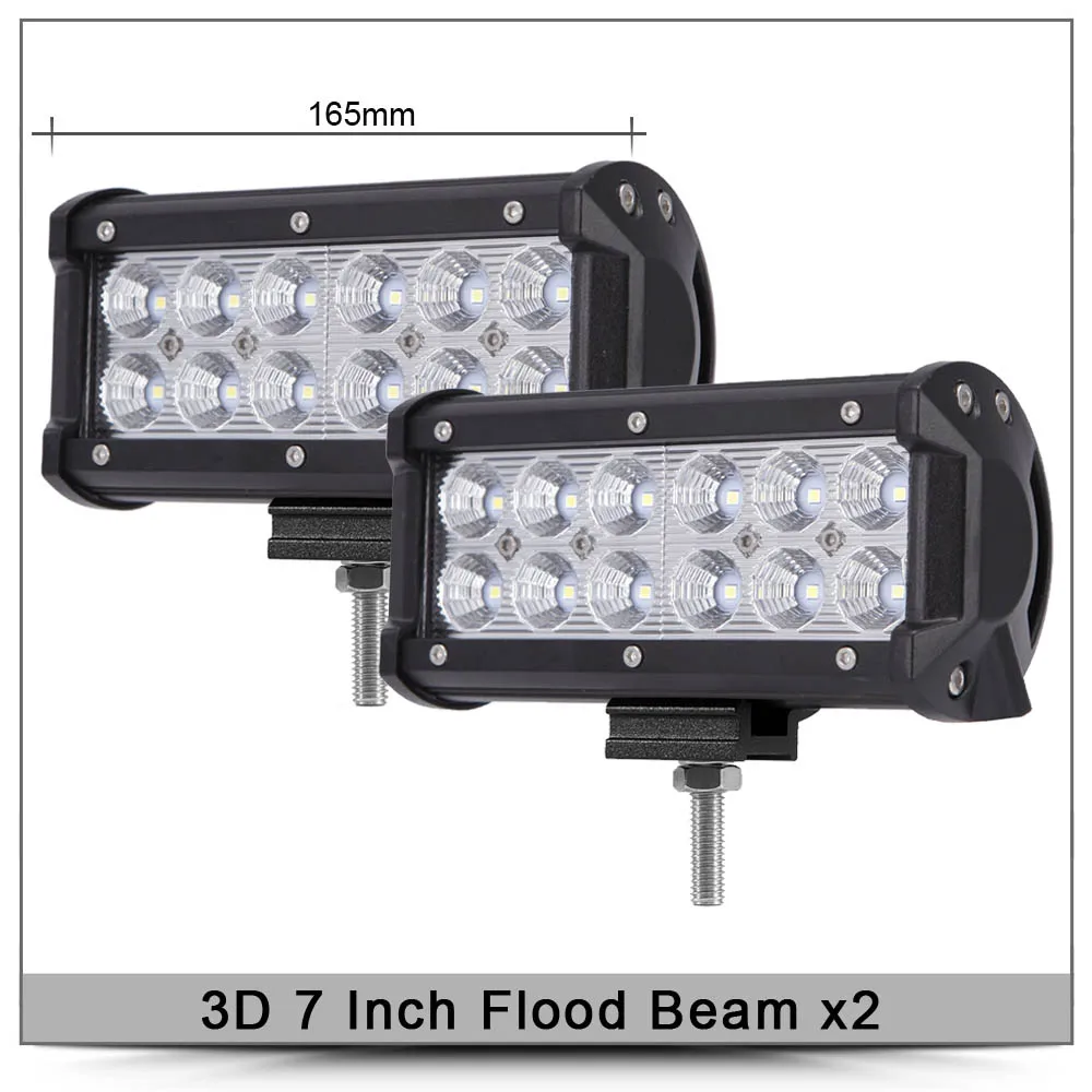 3D 7Inch Flood x2 7 дюймовый светодиодный светильник бар для внедорожных машин автомобиля 12V 24V ATV грузовик внедорожник лодка мотоцикл 4x4 внедорожный комбинированный лучи светодиодный рабочий Barra вождения светильник - Цвет: 3D 7Inch Flood x2