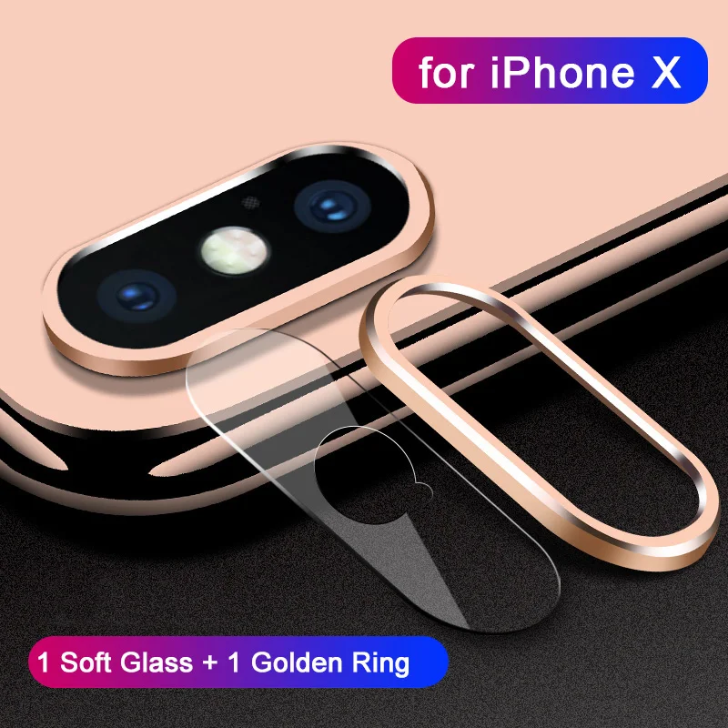 Gold for iPhone x Защита объектива камеры для iPhone XS Max XR X S R 10 закаленное стекло на iPhone7 7 8 Plus X R задняя пленка для объектива+ Защитная бампер кольцо - Цвет: Gold for iPhone x