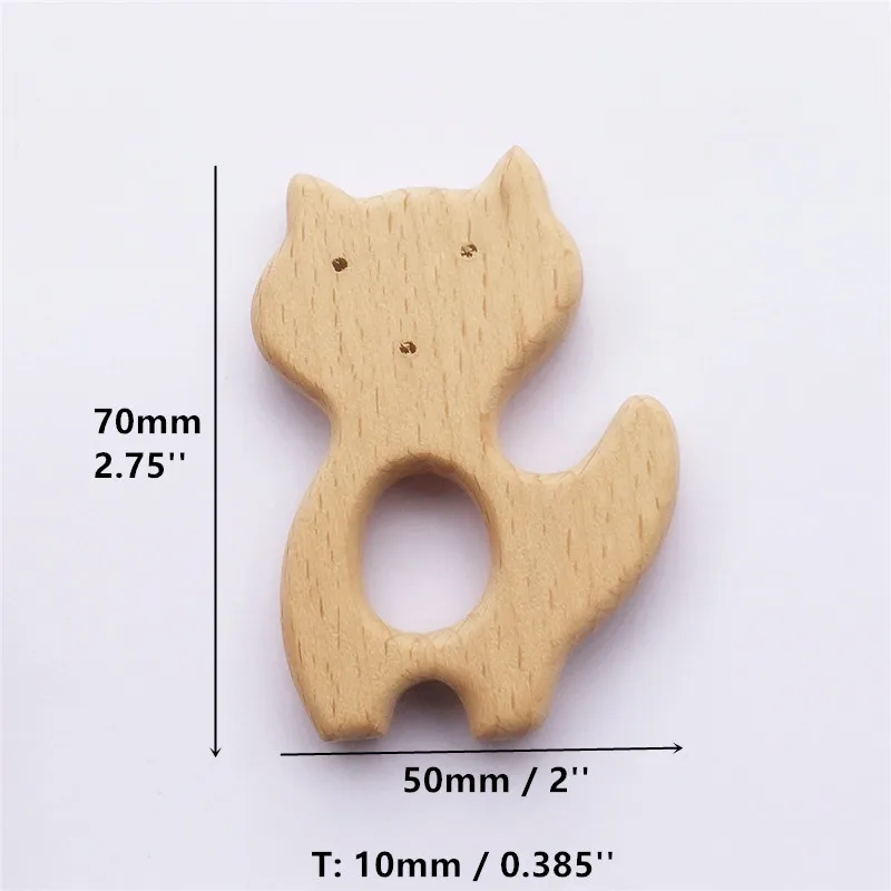 Fox Chenkai 50 шт. деревянный Прорезыватель для зубов DIY органический экологически чистый натуральный Дерево Детские Прорезыватели для зубов пустышка захватывающая игрушка Монтессори аксессуары - Цвет: Fox