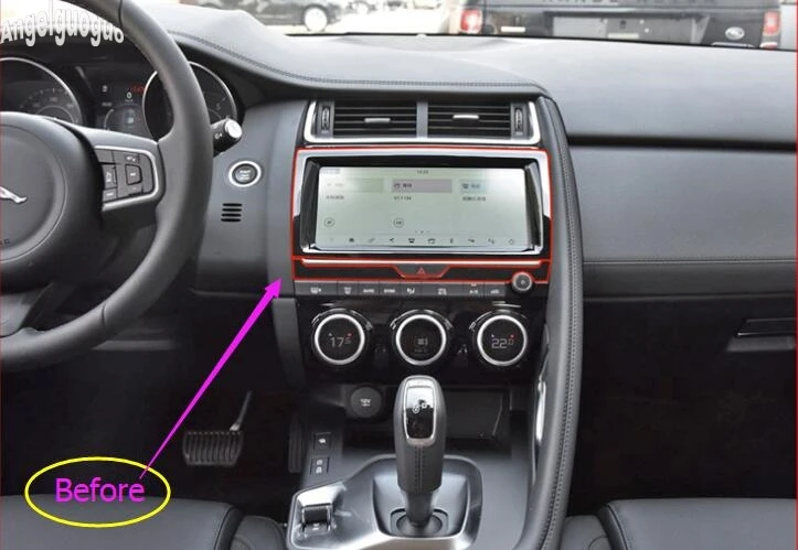 ABS углерод/хром стиль для Jaguar E-pace 19 E PACE автомобильный внутренний навигатор gps-навигатор, экран отделка каркаса Обложка Наклейка