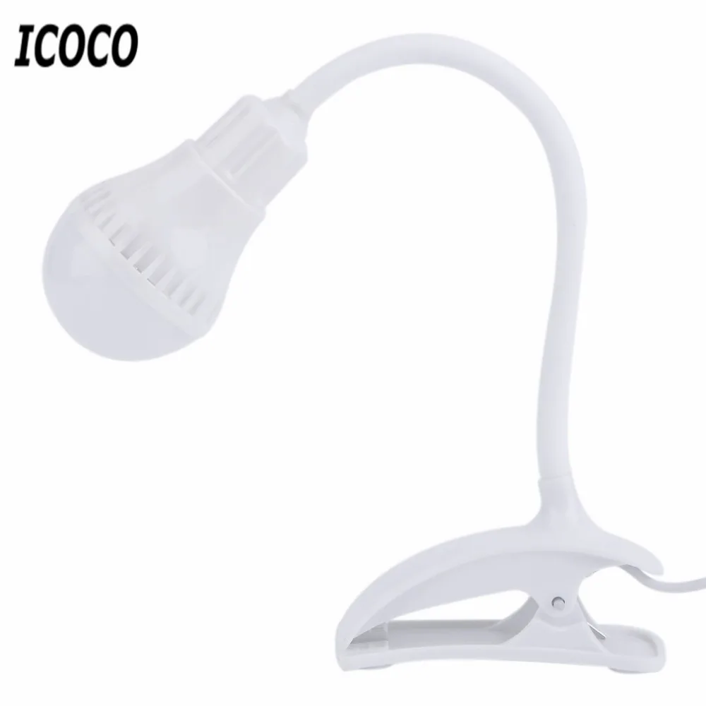 ICOCO Clip on светодиодный настольная лампа светильник USB для чтения белый Пресс