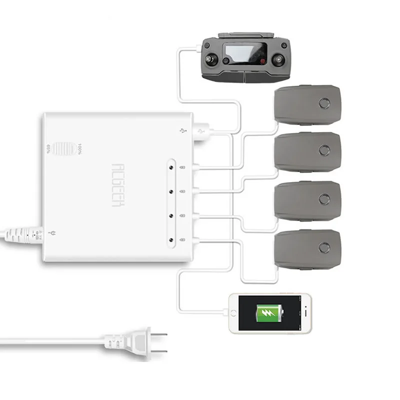 6 в 1 зарядное устройство 4 порта батареи + 2 USB дистанционное управление мобильного