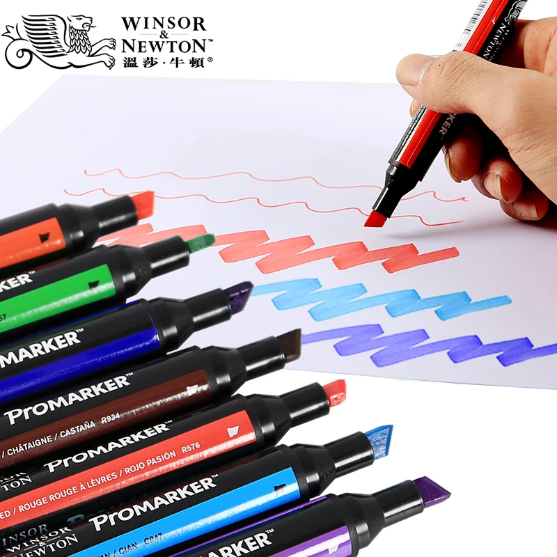 WINSOR& NEWTON двойной наконечник на спиртовой основе Promarkers двухсторонняя тонкая/наклонная ручка для художественного маркера для художников принадлежности для рисования