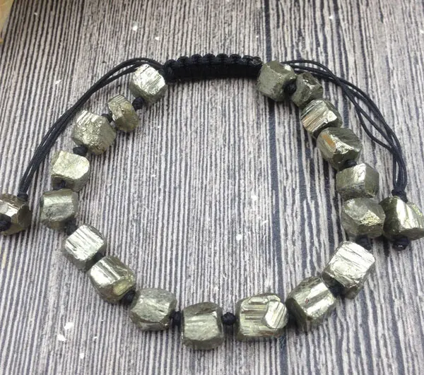 Регулируемый Браслет из натурального грубого пиритового камня YA3060 | Украшения и