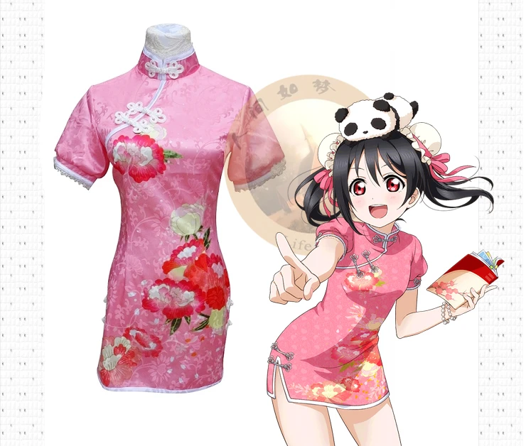 Love Live cos короткое китайское платье, китайский халат Honoka Kotori Umi Eli Nozomi Maki Rin Hanayo Nico Косплей-костюм в стиле Love Live qipao A