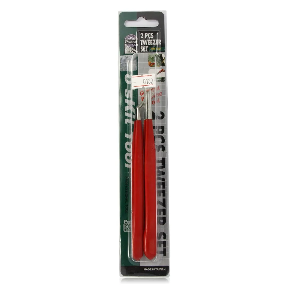 Free Shipping Proskit 908-T301 2pcs Insulated Tweezers Straight &amp Bent Tip Stainless Steel Electrician Hand Tools | Инструменты
