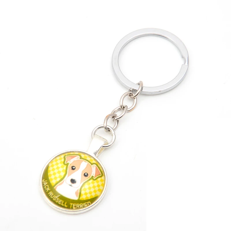 Стеклянный брелок для ключей Собака модные подарки автомобиля Джек Расселл