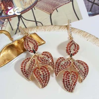 be 8 fashion luxury long leaf design dangle earrings full mirco pave cubic zirconia engagement party drop earring e760