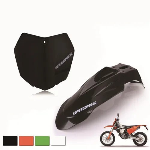 Кроссовый пластиковый передний номерной знак+ Универсальный Supermoto Evo передние крылья для Honda Yamaha Suzuki DRZ KX YZ - Цвет: black