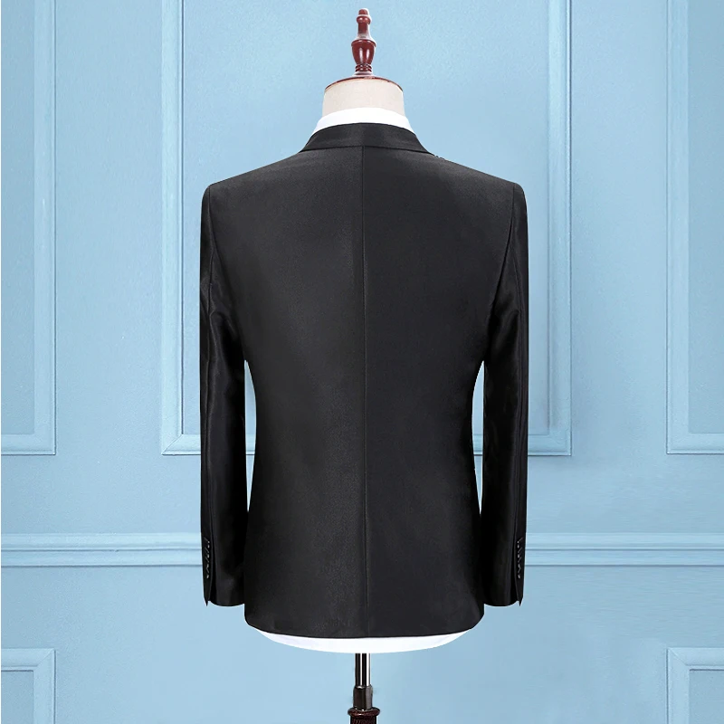 Мужская одежда самый модный элегантный яркий черный мужской костюм Slim Fit