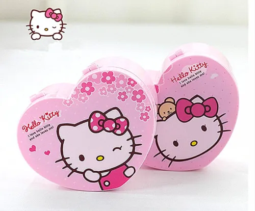 hello kitty Сердце Форма ювелирных изделий макияж коробка зеркало чехол XW-1006