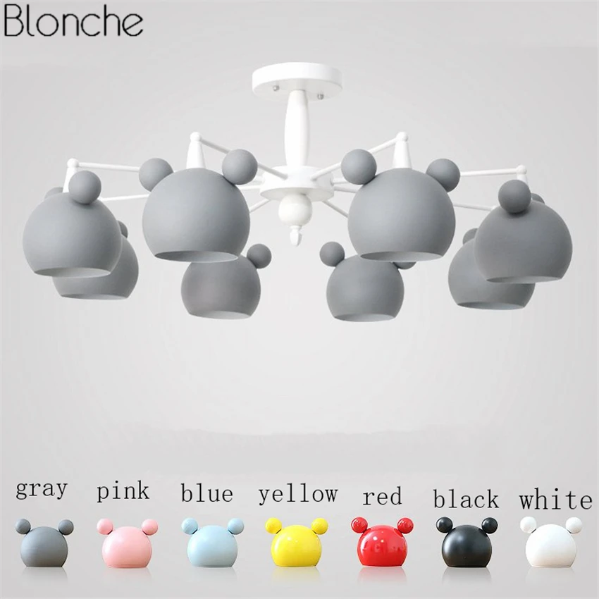 Потолочная люстра в скандинавском стиле Макарон Микки цветная металлическая