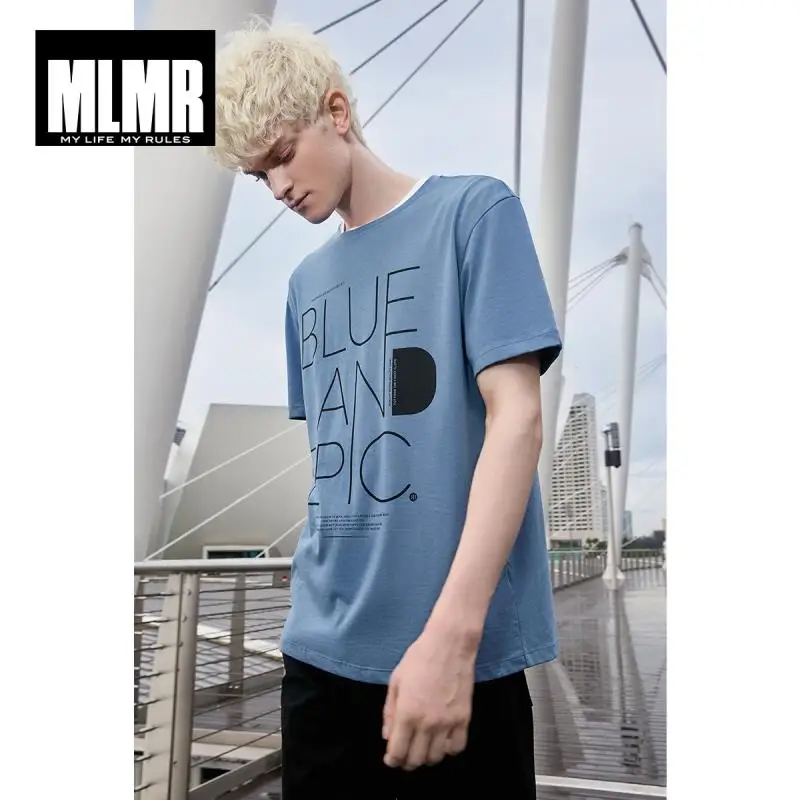 MLMR Мужская футболка из хлопка с буквенным принтом и круглым вырезом с короткими рукавами M | 219101549