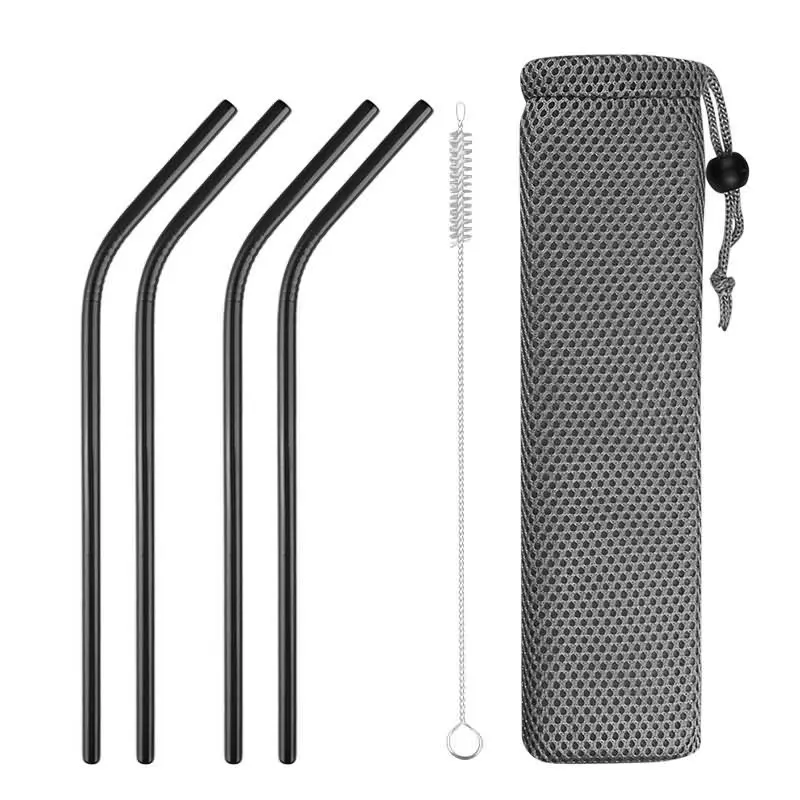 Black3 4pcs 4 шт многоразовые трубочкой Высокое качество 304 Нержавеющая сталь металла, соломы с Cleaner кисть для кружки 20/30 унций - Цвет: Black3 4pcs