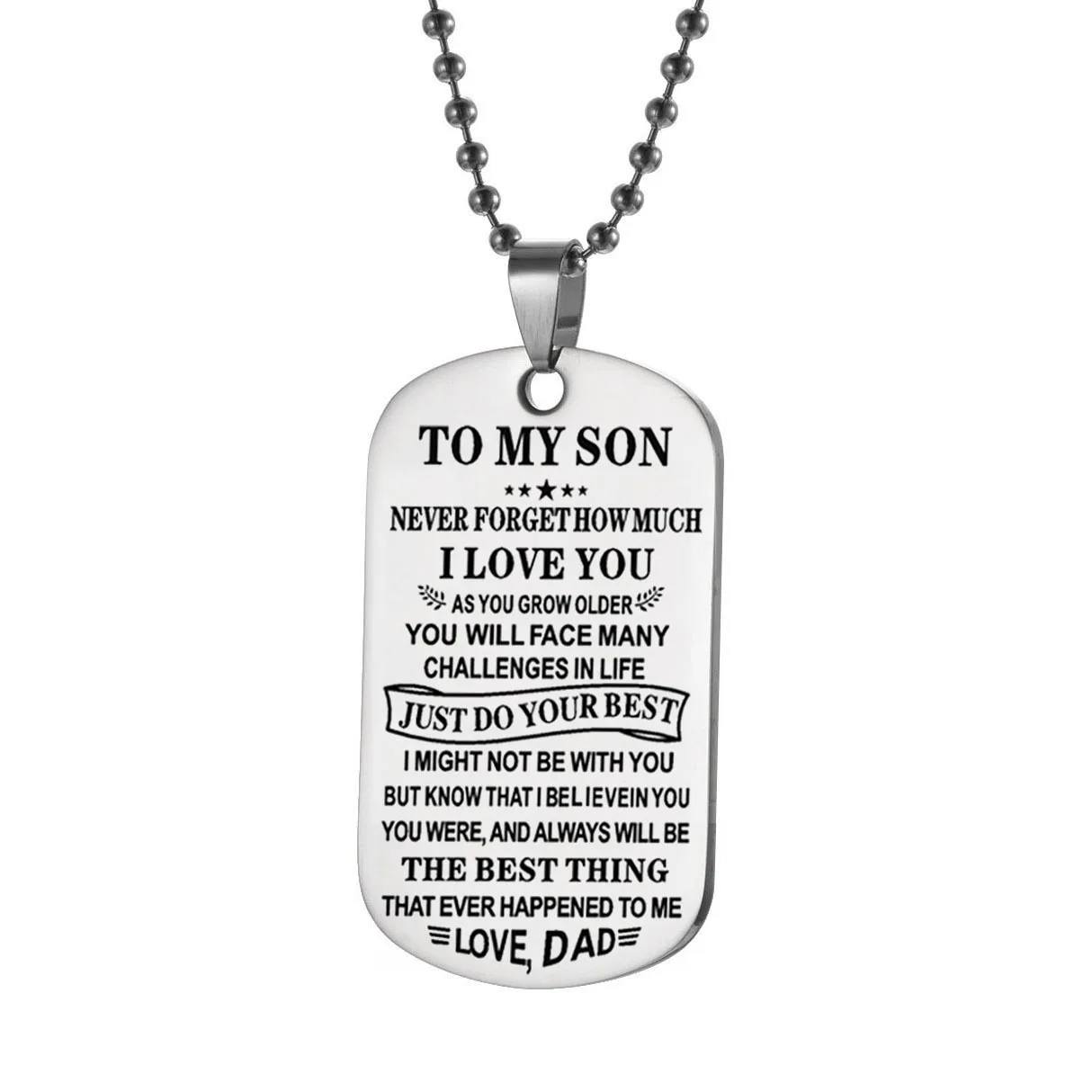 dad to son Папа мама собака бирка Военная ожерелье подарок на день рождения для детей модные семейные украшения для моего сына дочки я хочу, чтобы вы поверили любви - Окраска металла: dad to son
