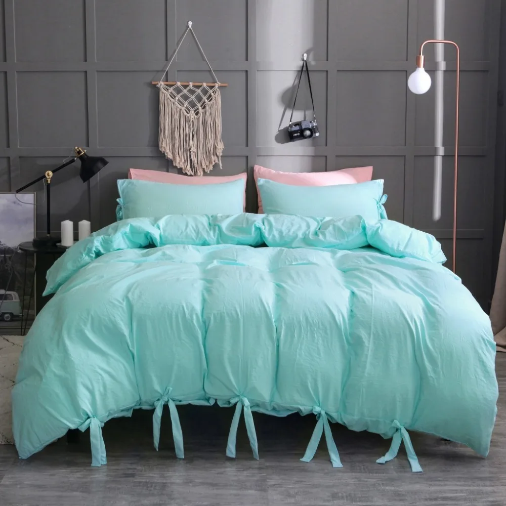 Одноцветный Комплект постельного белья из чистого хлопка мягкий чехол для