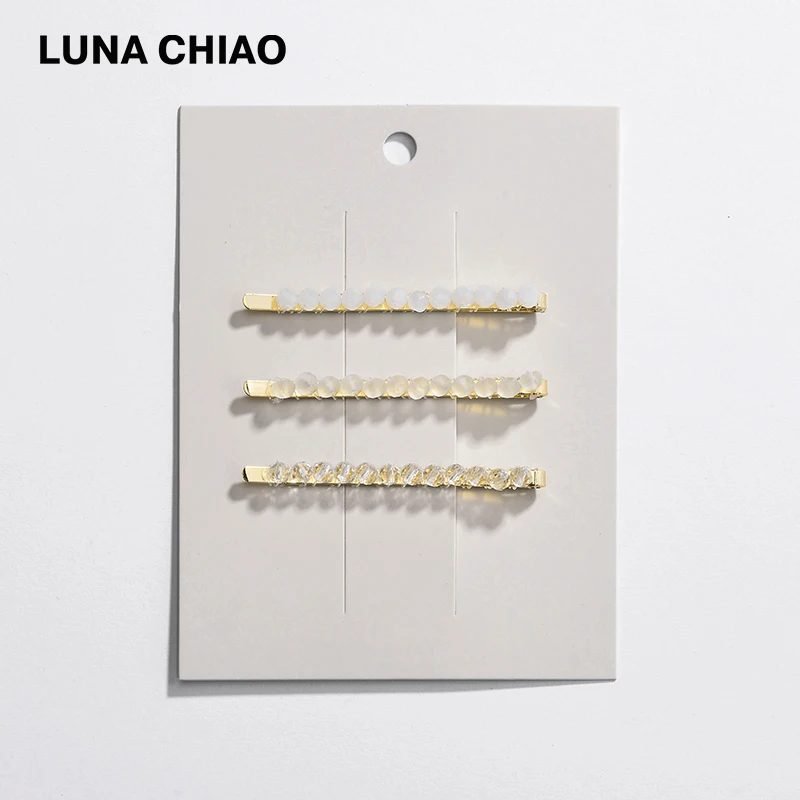 LUNA CHIAO Women Fancy Hair Accessories Crystal Braided Knitted Glass Clips Slim Pin Set for Girls | Украшения и аксессуары