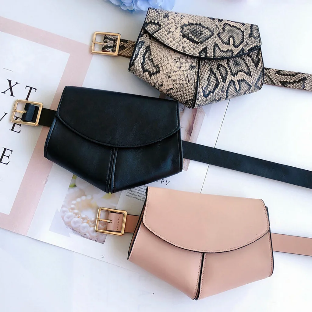 Женский поясной ремень забавная кожаная поясная сумка под змеиную кожу Pequena Couro