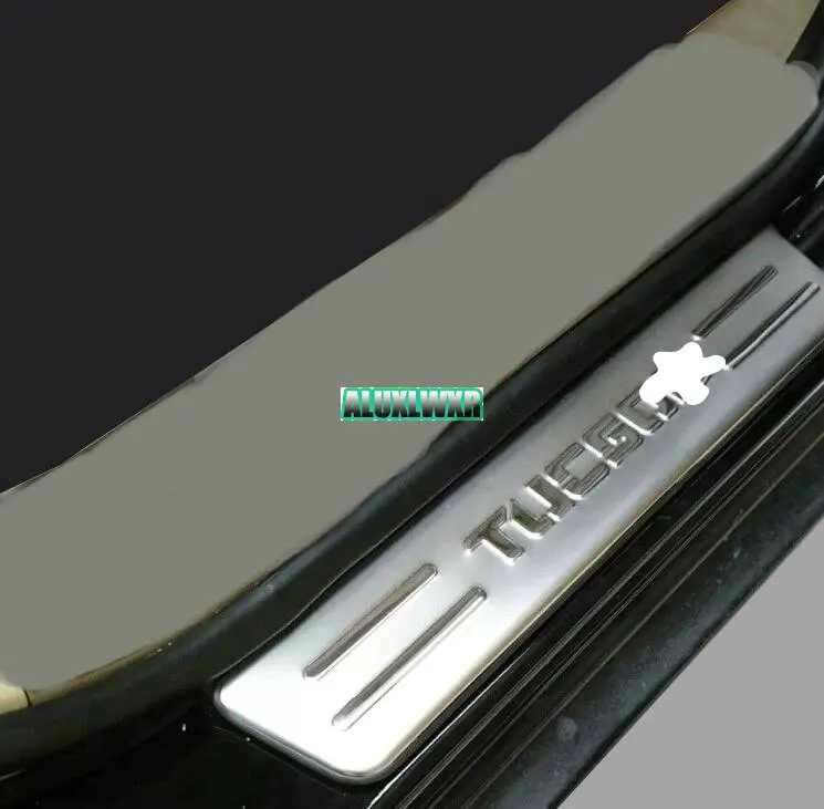 Накладка на порог из нержавеющей стали, накладка, подходит для hyundai tucson 2004 2005 2006 2007 2008 2009, автомобильные аксессуары, 4 шт